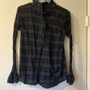 Gap fitted boyfriend shirt, size small, forest green plaid